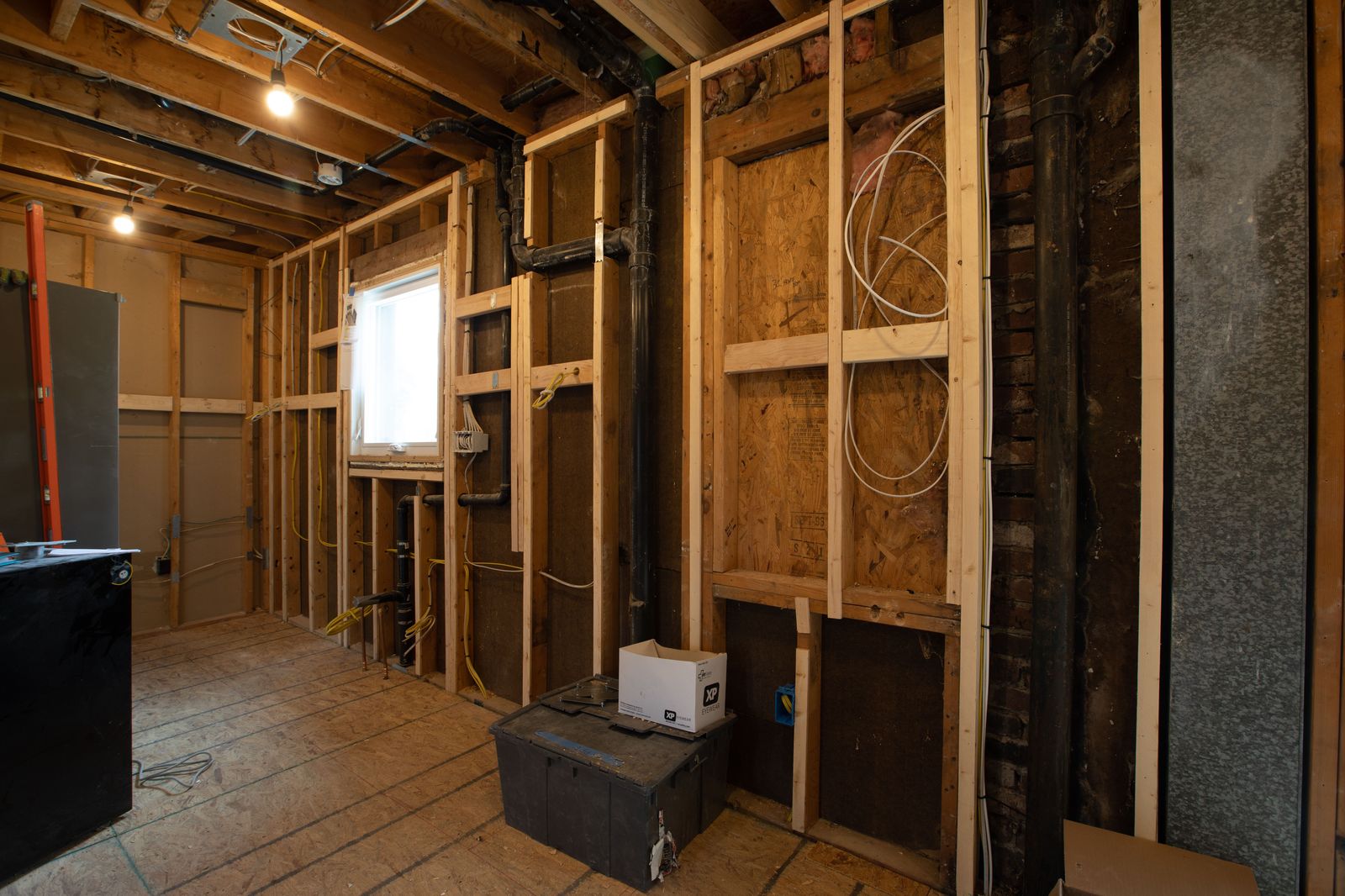 Home addition framing in progress in Pittsburgh