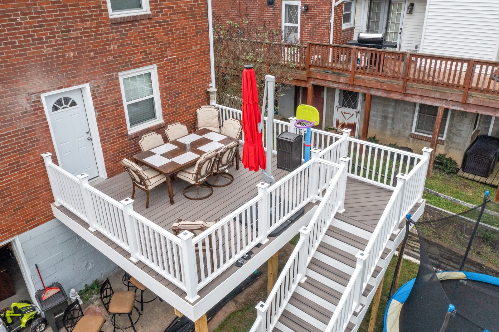 Aerial townhouse deck Pittsburgh