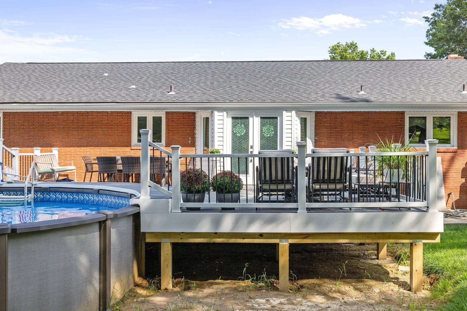 Gray composite deck installation in Pittsburgh