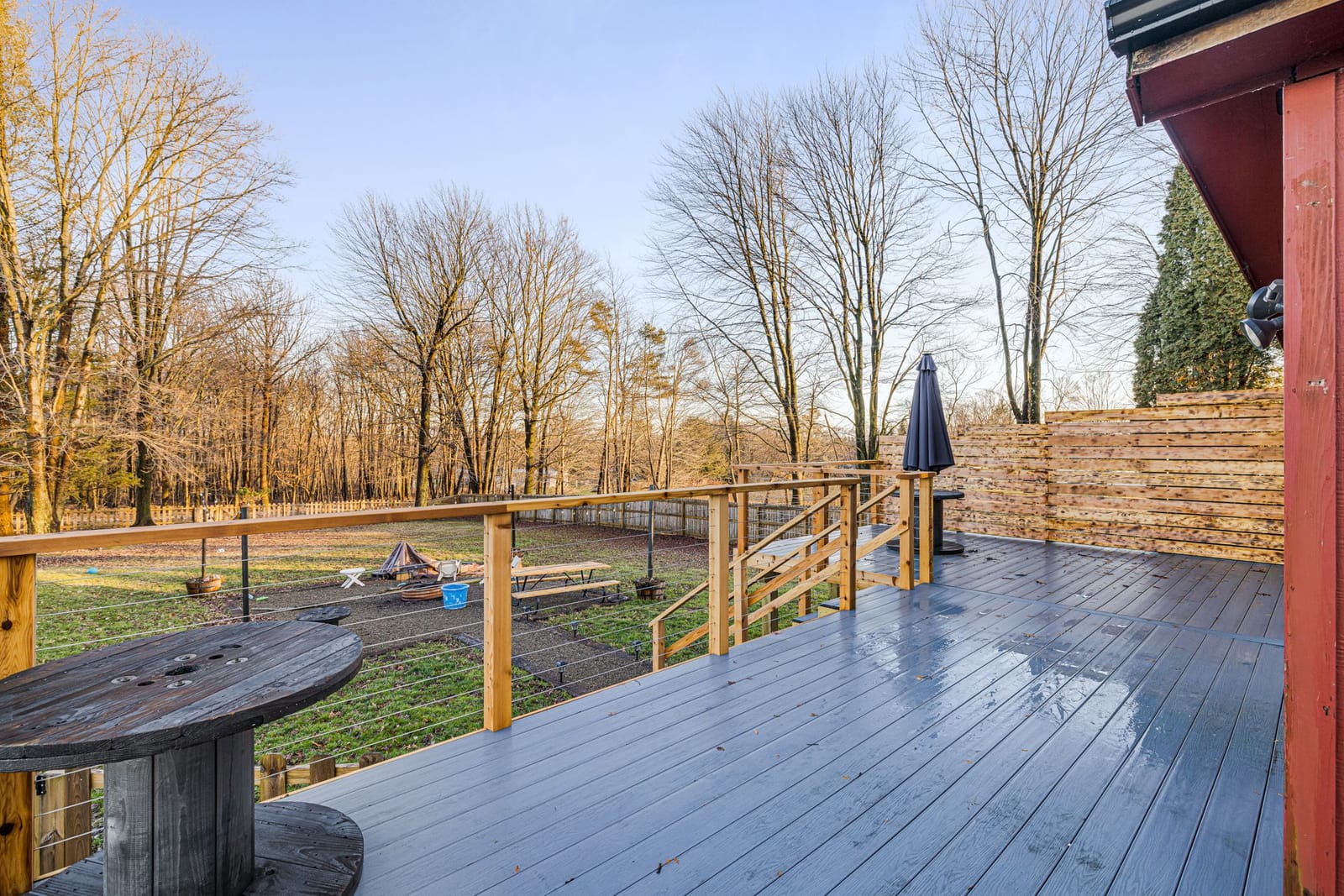 Wood deck with privacy screen in Pittsburgh