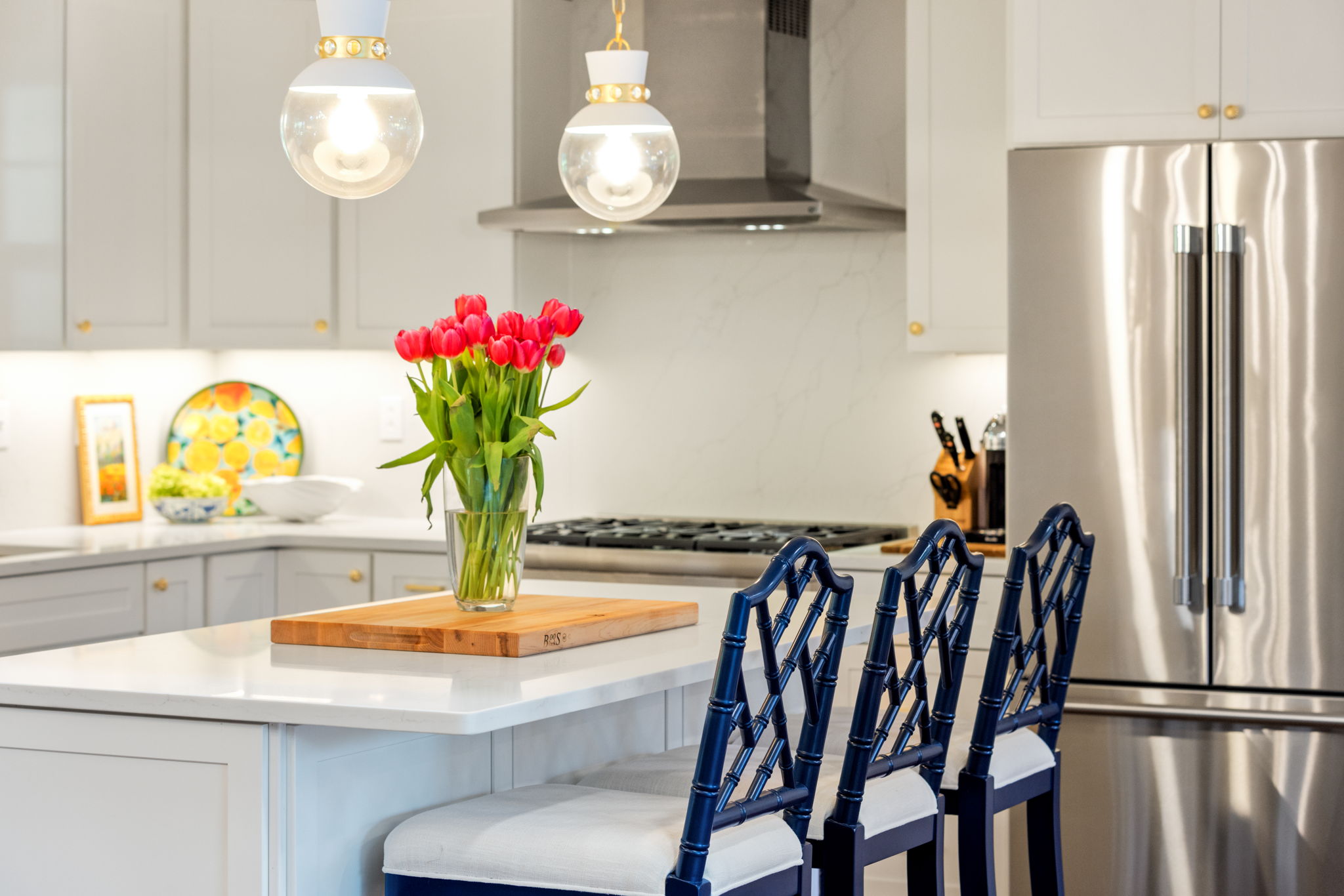 Transitional kitchen island with seating