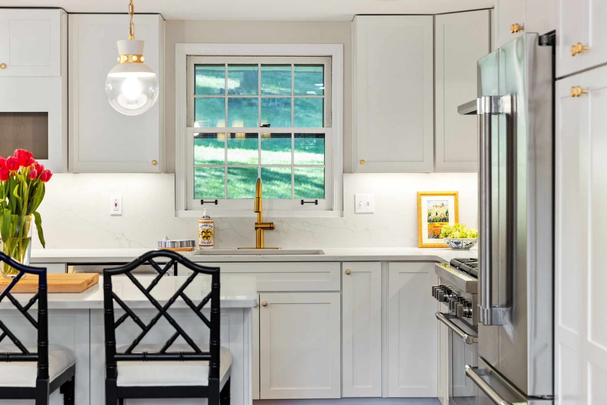 White kitchen with under cabinet lighting