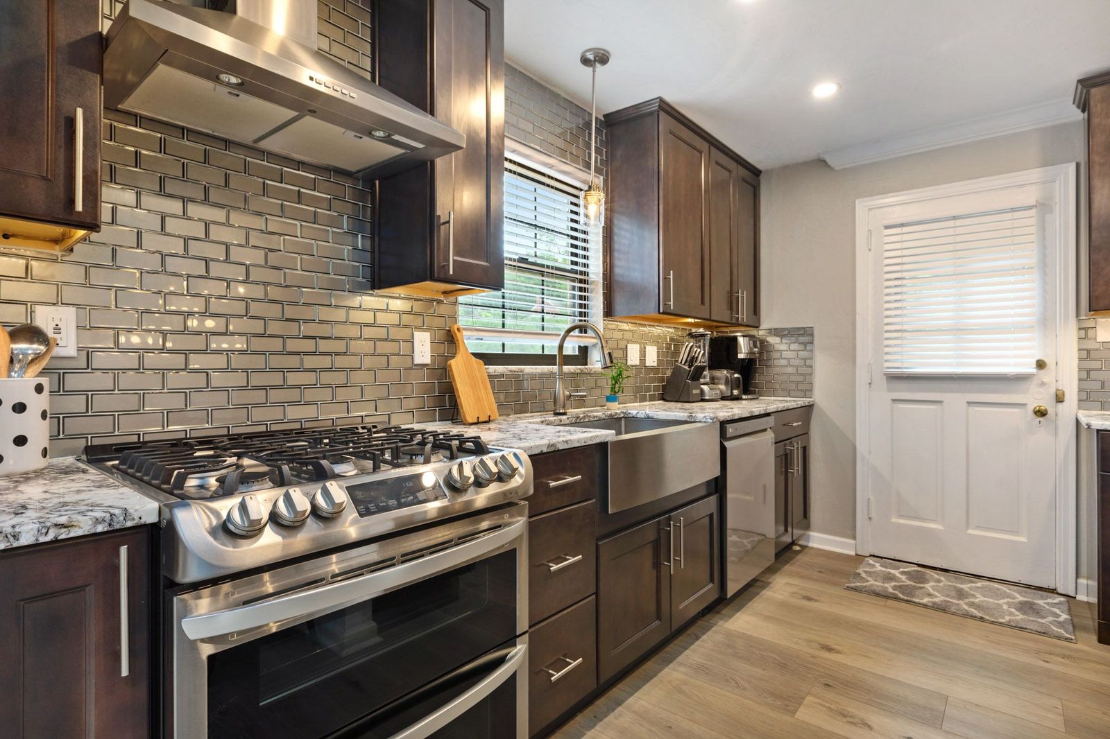 Custom kitchen design with stainless appliances