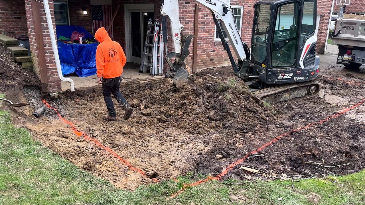 Patio excavation by contractors in Pittsburgh