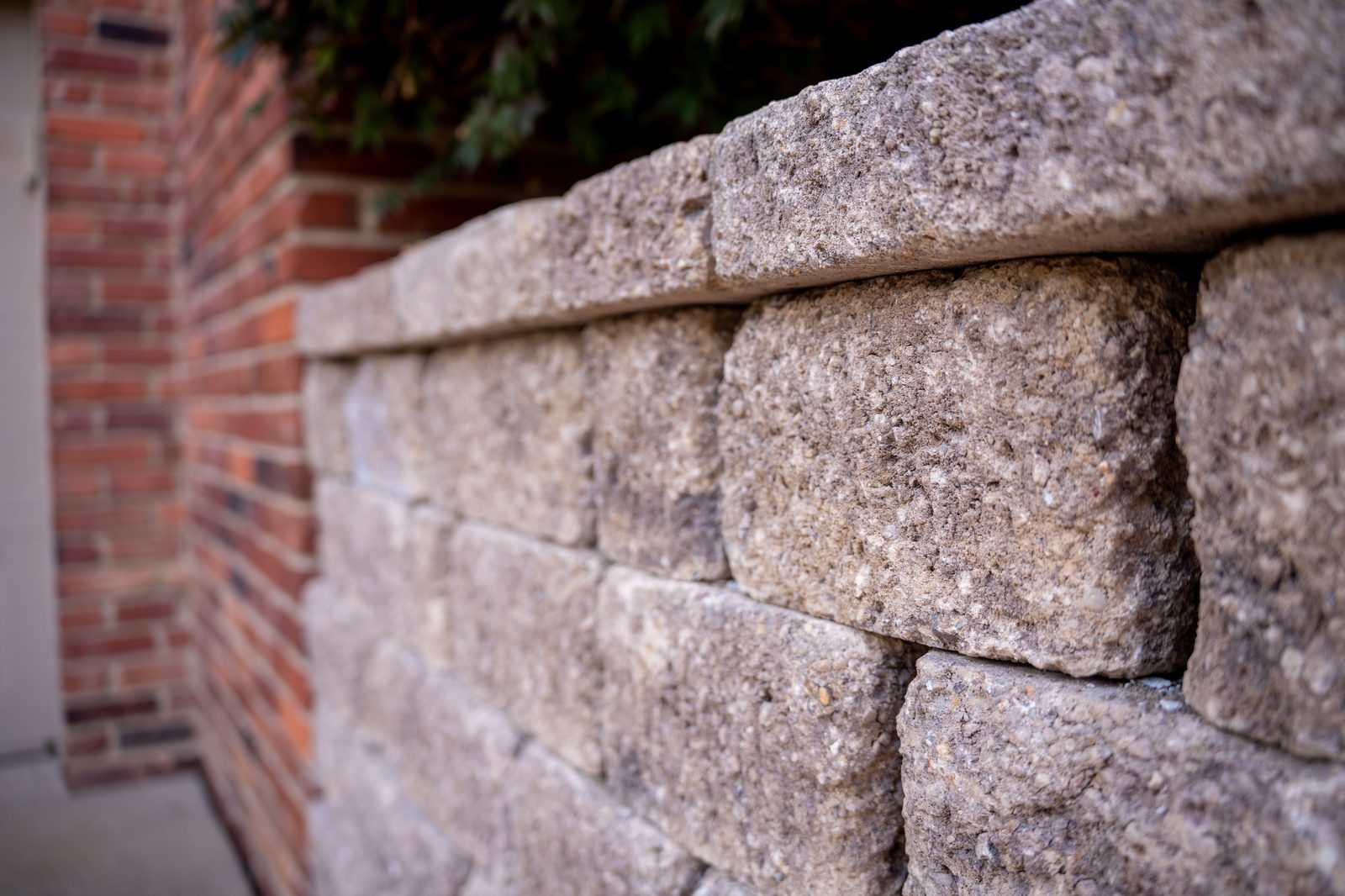 Concrete block garden wall
