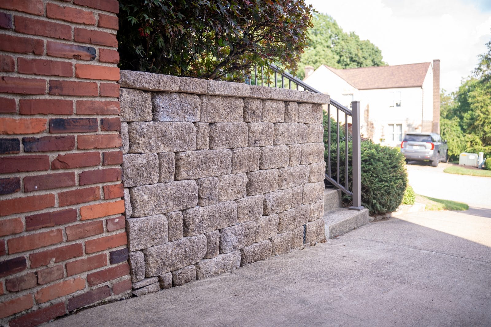 Retaining wall at home entry in Pittsburgh