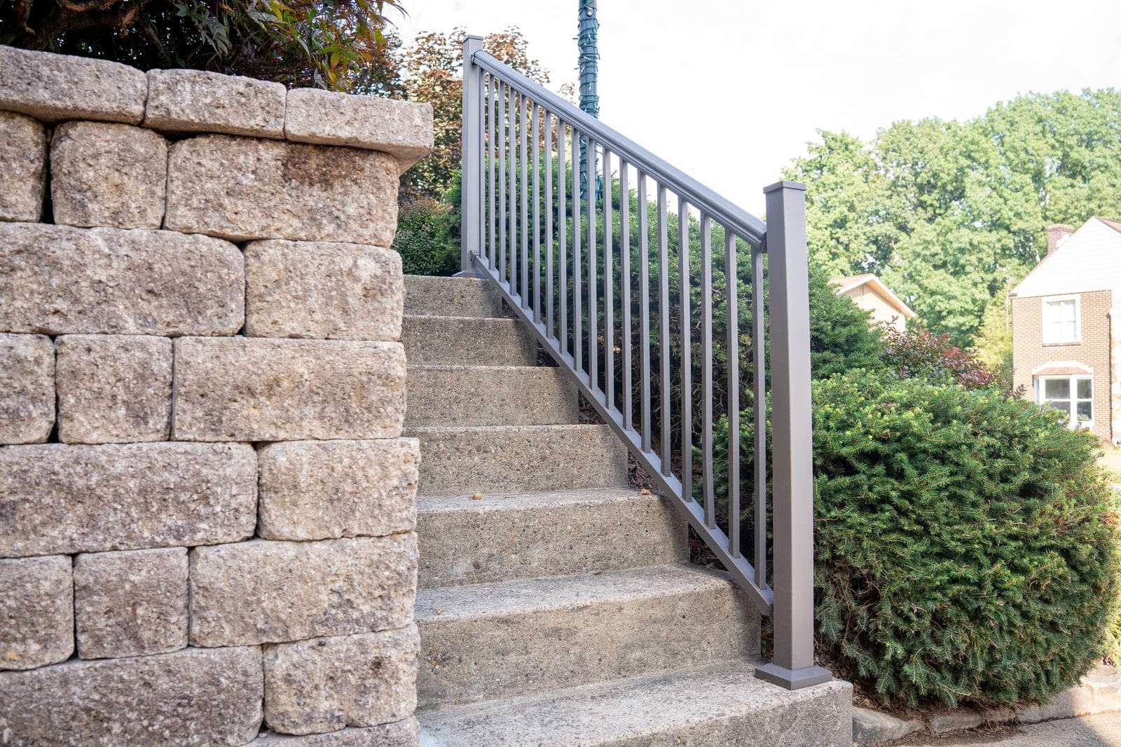 Retaining wall with shrubs in Pittsburgh